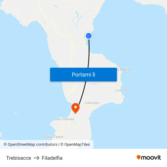 Trebisacce to Filadelfia map