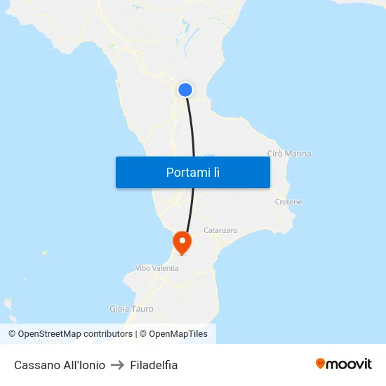 Cassano All'Ionio to Filadelfia map