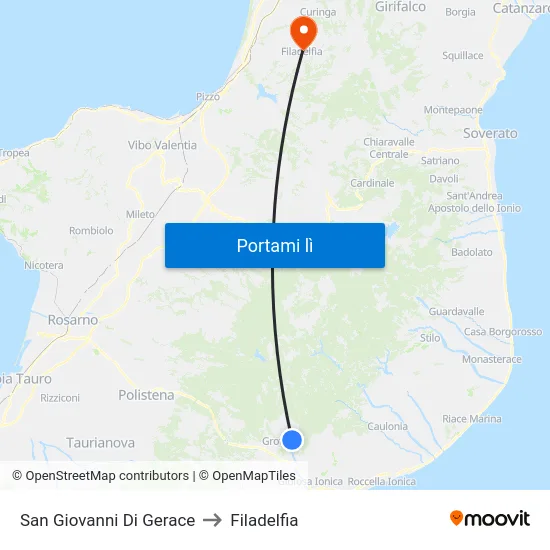 San Giovanni Di Gerace to Filadelfia map