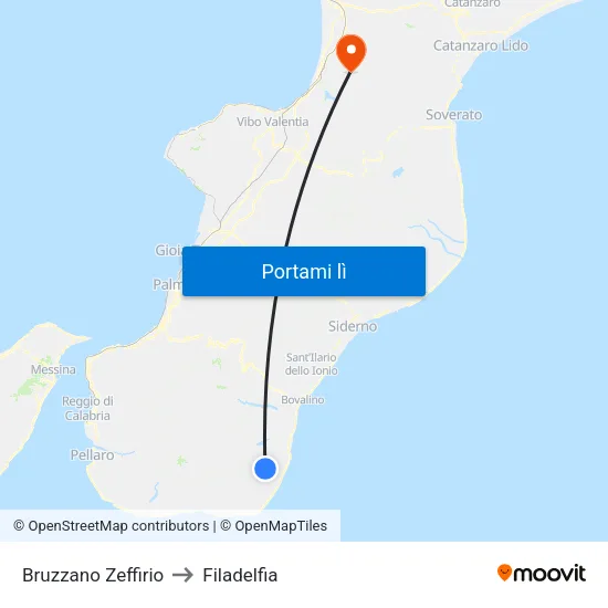 Bruzzano Zeffirio to Filadelfia map