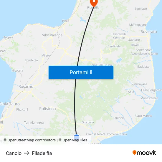 Canolo to Filadelfia map
