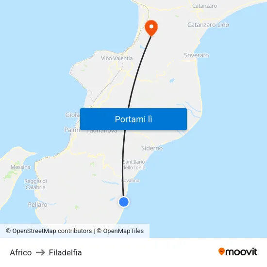 Africo to Filadelfia map