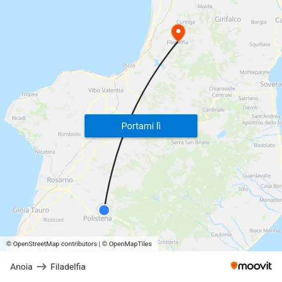 Anoia to Filadelfia map