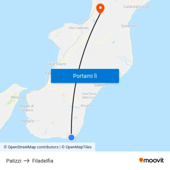 Palizzi to Filadelfia map