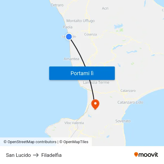 San Lucido to Filadelfia map