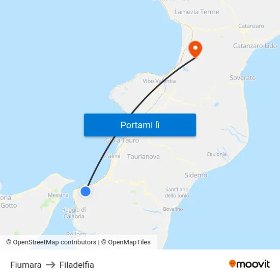 Fiumara to Filadelfia map