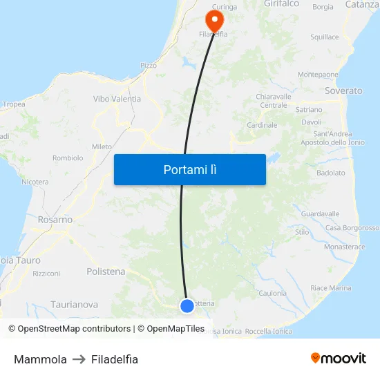Mammola to Filadelfia map