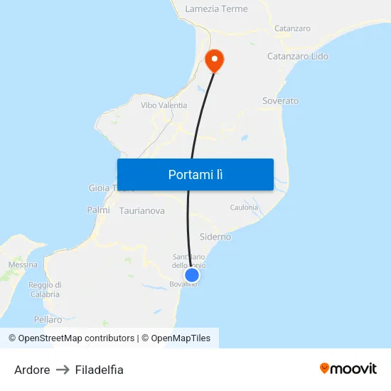 Ardore to Filadelfia map