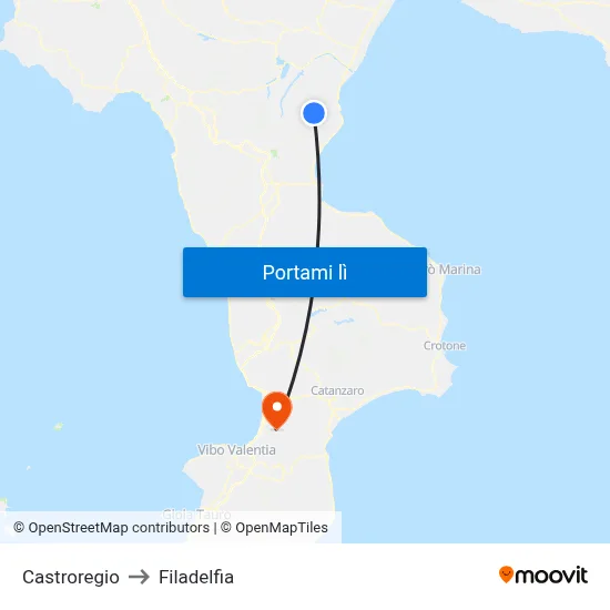 Castroregio to Filadelfia map