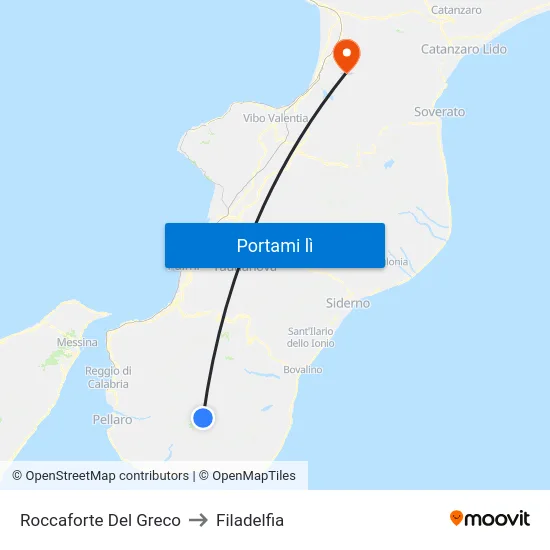 Roccaforte Del Greco to Filadelfia map