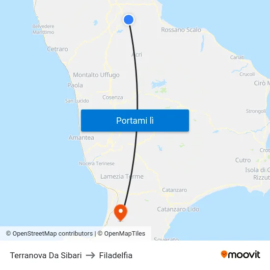 Terranova Da Sibari to Filadelfia map