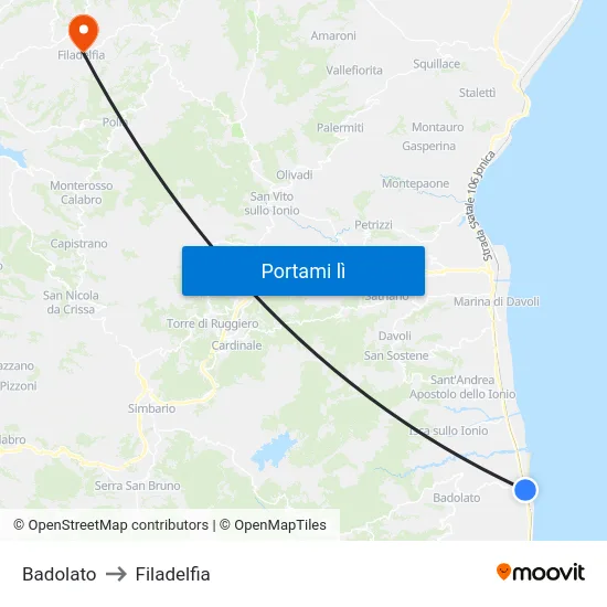 Badolato to Filadelfia map