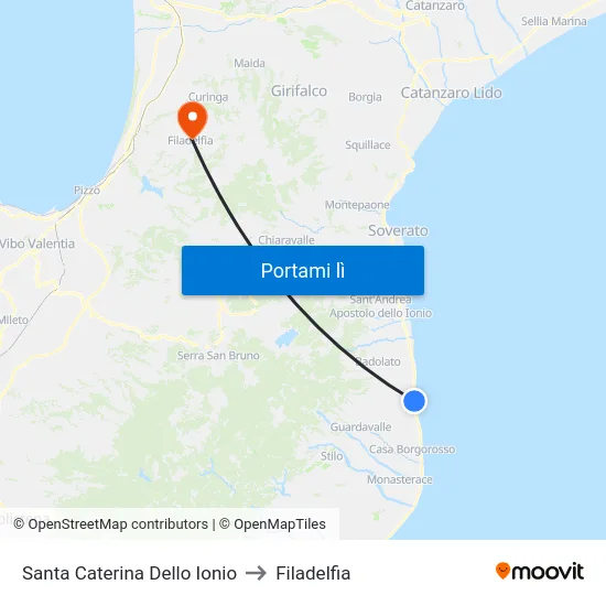 Santa Caterina Dello Ionio to Filadelfia map