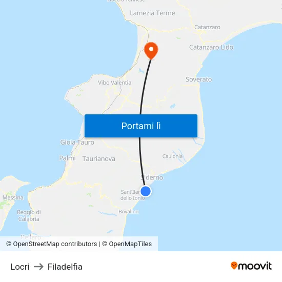 Locri to Filadelfia map