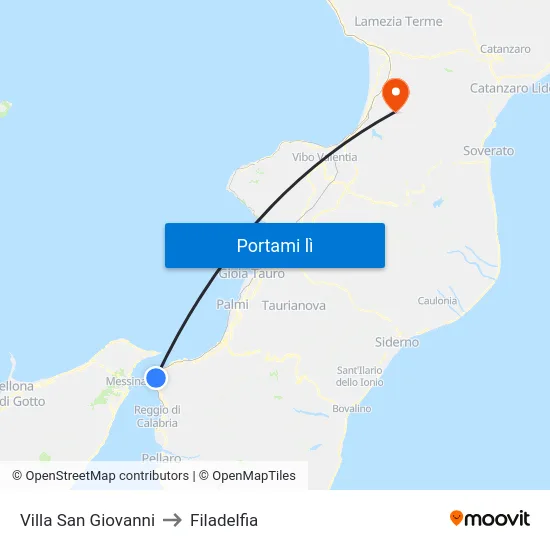 Villa San Giovanni to Filadelfia map