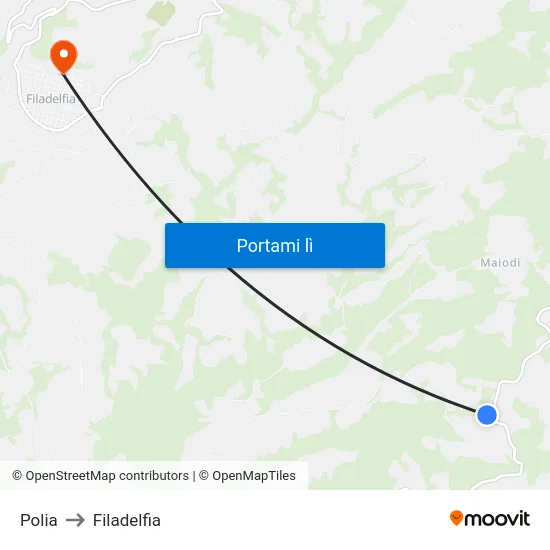 Polia to Filadelfia map