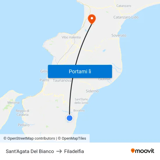Sant'Agata Del Bianco to Filadelfia map
