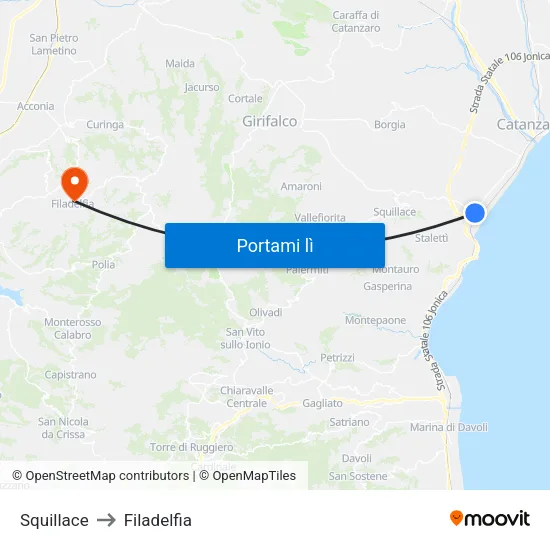 Squillace to Filadelfia map