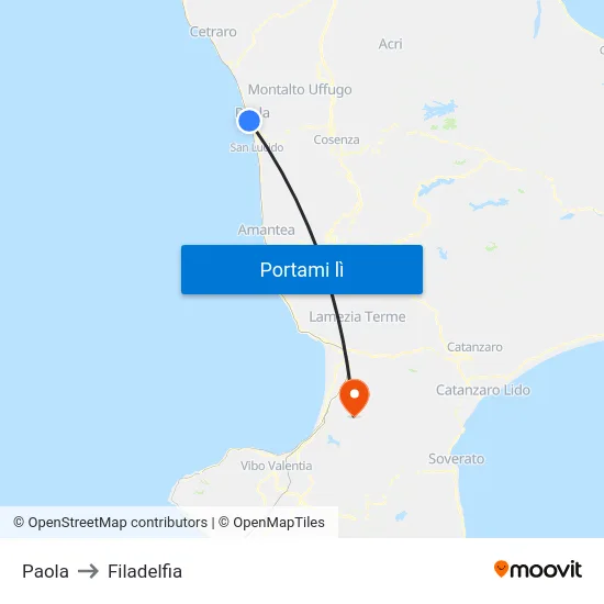 Paola to Filadelfia map