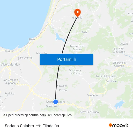 Soriano Calabro to Filadelfia map