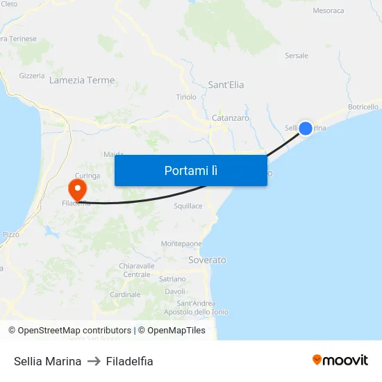 Sellia Marina to Filadelfia map