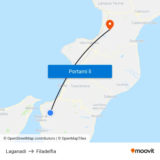 Laganadi to Filadelfia map