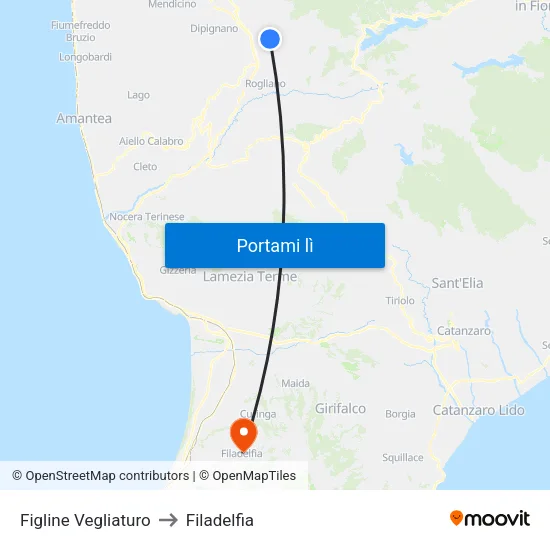 Figline Vegliaturo to Filadelfia map