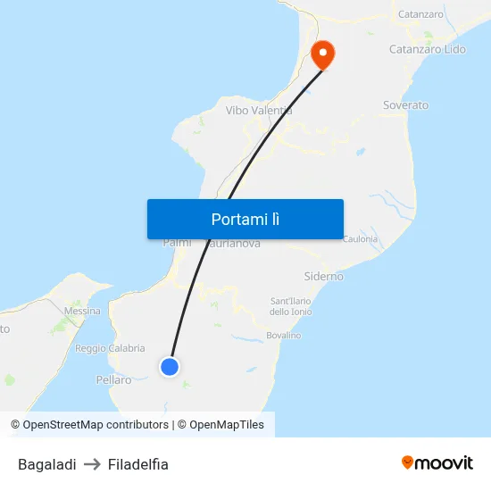 Bagaladi to Filadelfia map
