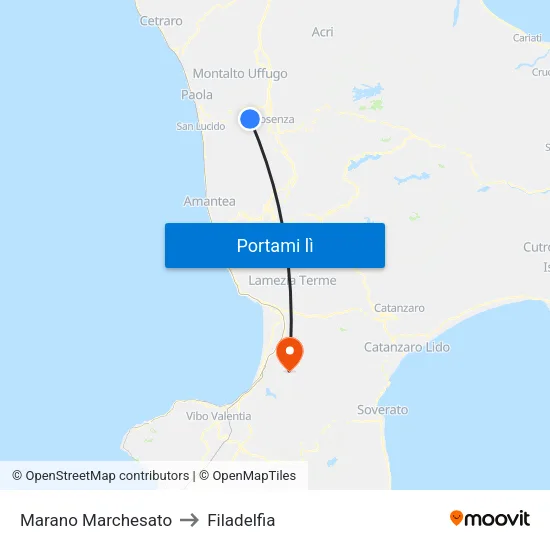 Marano Marchesato to Filadelfia map