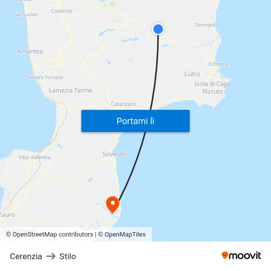 Cerenzia to Stilo map
