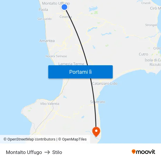 Montalto Uffugo to Stilo map