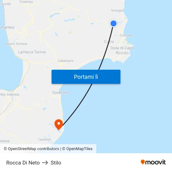 Rocca Di Neto to Stilo map