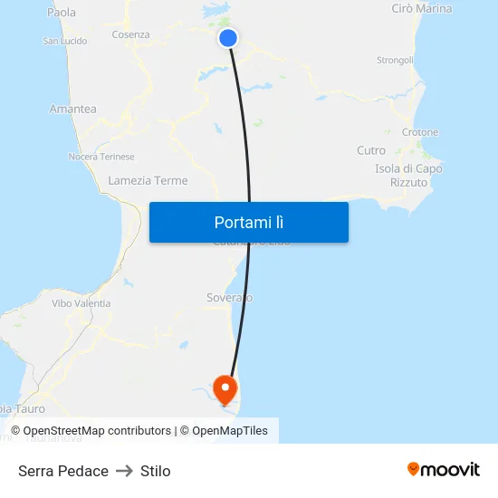 Serra Pedace to Stilo map