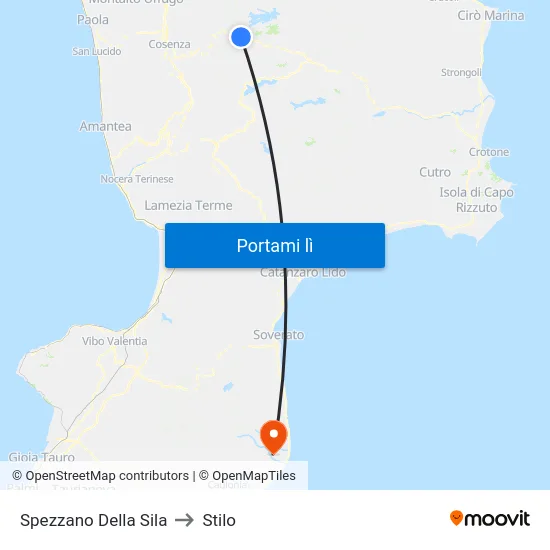 Spezzano Della Sila to Stilo map