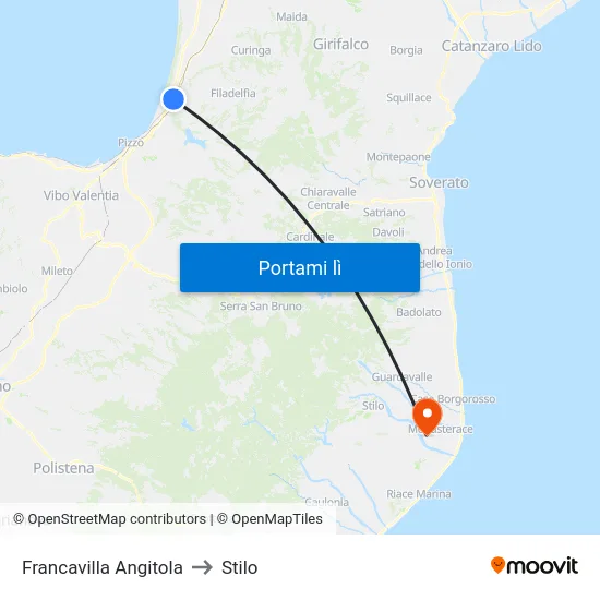 Francavilla Angitola to Stilo map