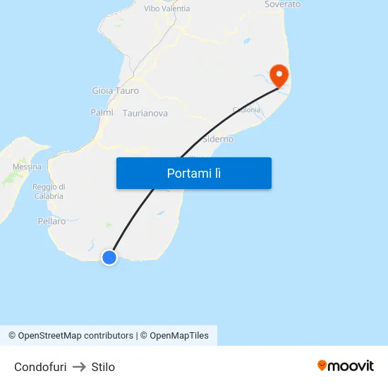 Condofuri to Stilo map