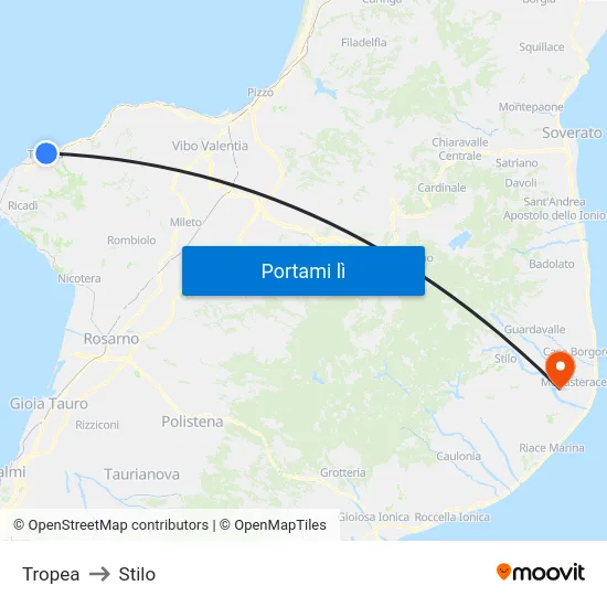Tropea to Stilo map
