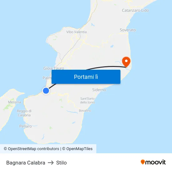 Bagnara Calabra to Stilo map