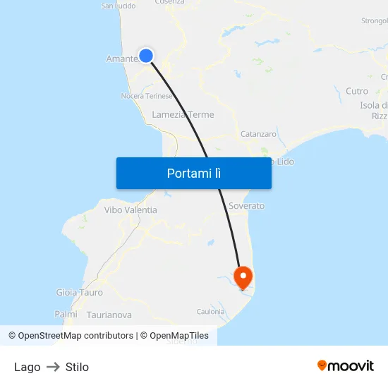 Lago to Stilo map