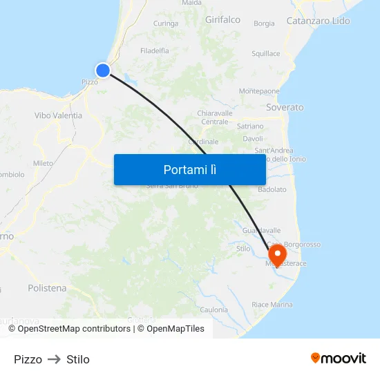 Pizzo to Stilo map