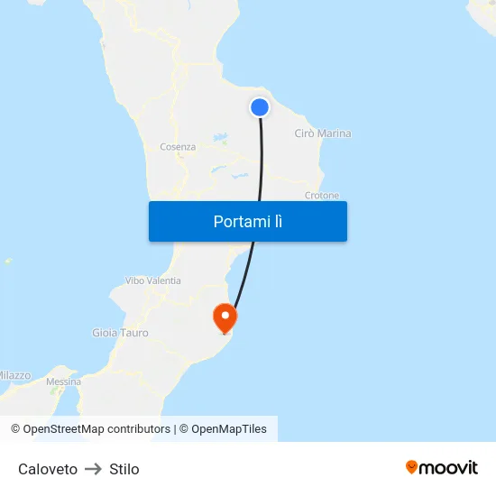 Caloveto to Stilo map