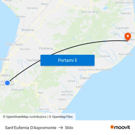 Sant'Eufemia D'Aspromonte to Stilo map