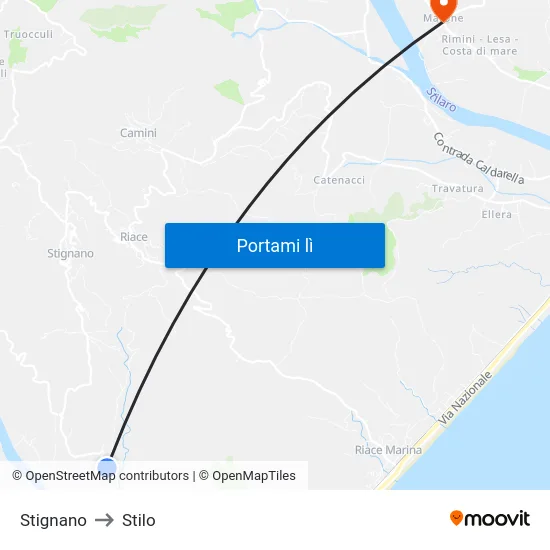 Stignano to Stilo map