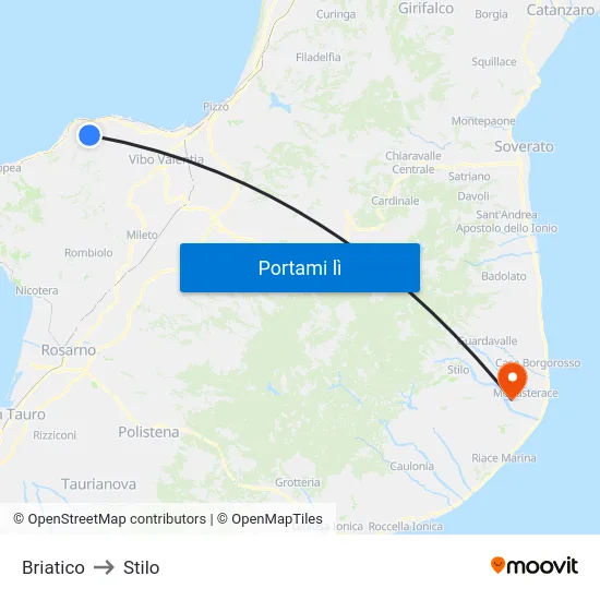 Briatico to Stilo map