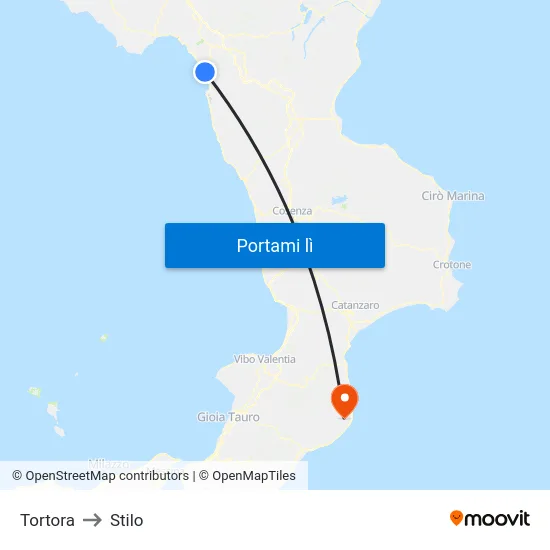 Tortora to Stilo map