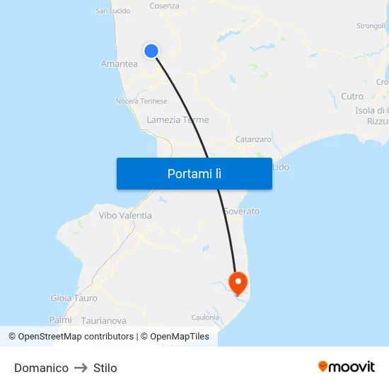 Domanico to Stilo map