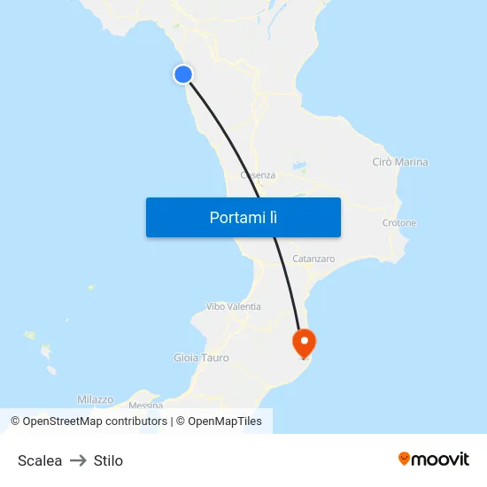 Scalea to Stilo map
