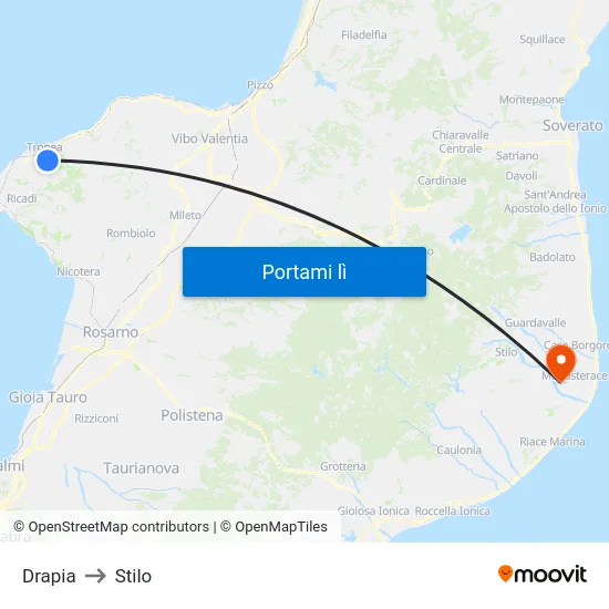 Drapia to Stilo map