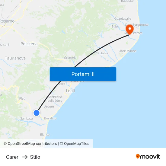Careri to Stilo map