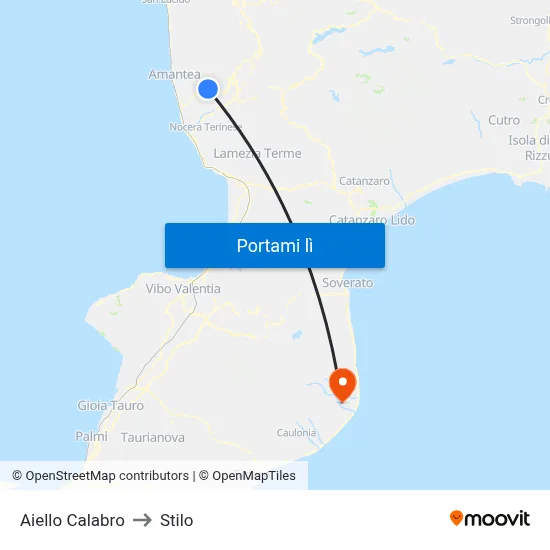 Aiello Calabro to Stilo map